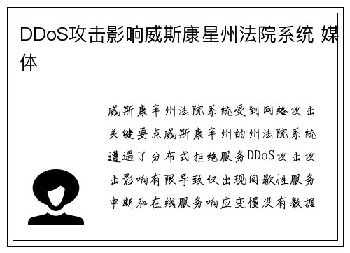 DDoS攻击影响威斯康星州法院系统 媒体