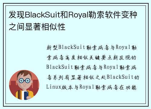 发现BlackSuit和Royal勒索软件变种之间显著相似性 